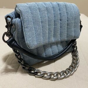 Chic Denim Quilted Shoulder Bag